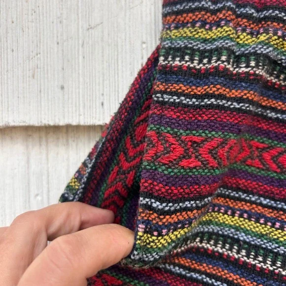 Harem Pants Mens Woven Tribal Stripe Boho Shorts Multicolor Wood Bead Detail - Picture 5 of 9